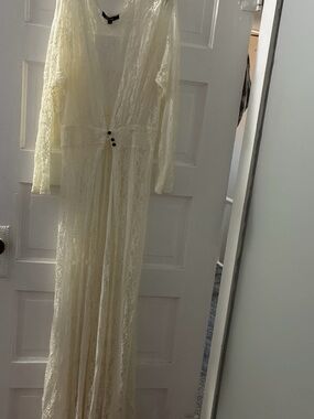 Light Cream Lace Long Cardigan Sweater